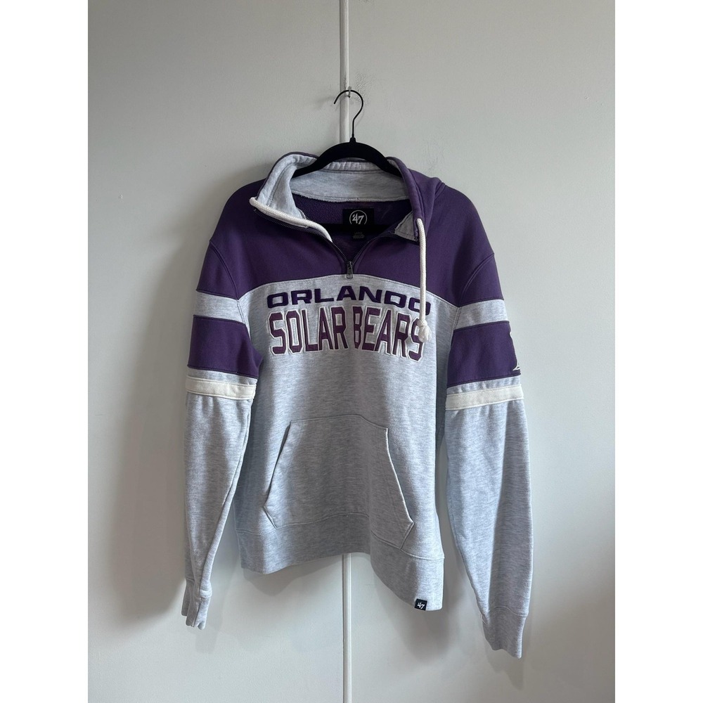 Orlando Solar Bears Sweatshirt Mens Large Gray Hockey '47 Quarter Zip Pullover